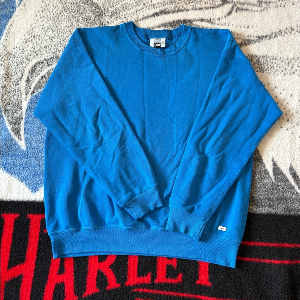 Vintage 90s baby blue Lee Crewneck Sweater heavy cotton Blend